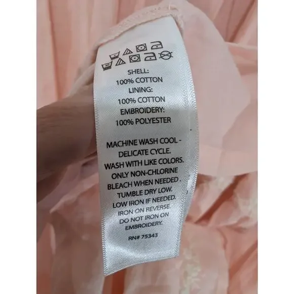 Lucky Brand Embroidered Cotton Tiered Midi Dress Pink Small - Picture 8 of 8